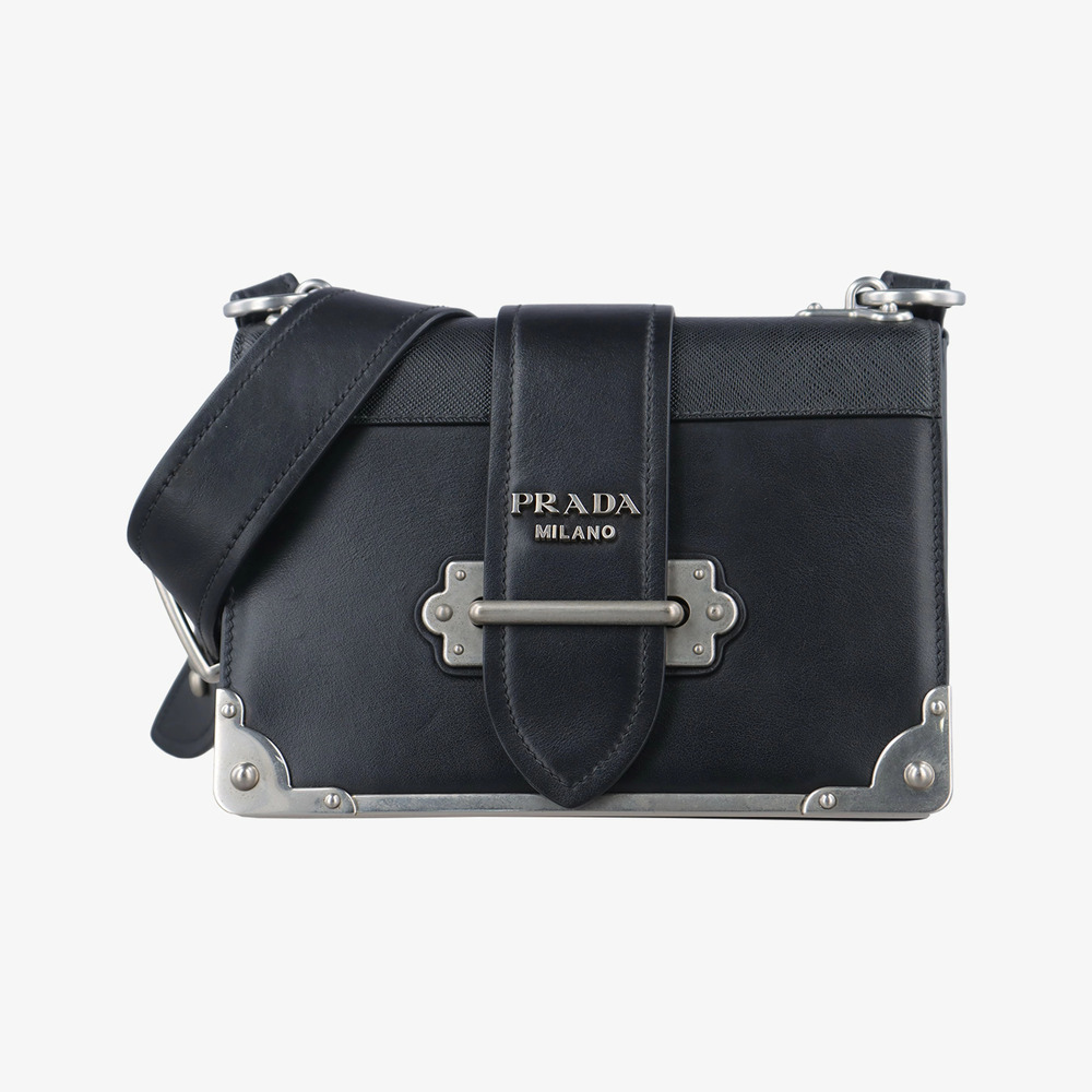 Prada Cahier leather crossbody bag black saffiano calfskin